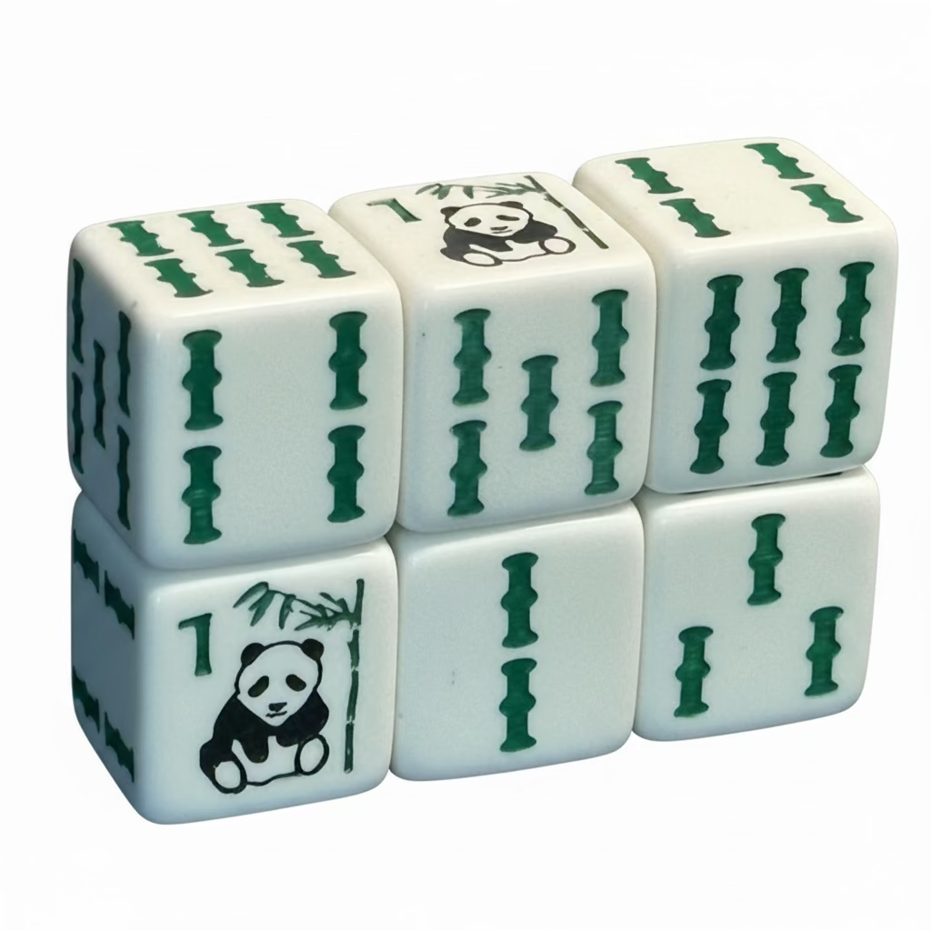 Panda Bear Bamboo - one pair of slightly larger 19 mm white dice Panda Bear Bamboo - one pair of slightly larger 19 mm white dice