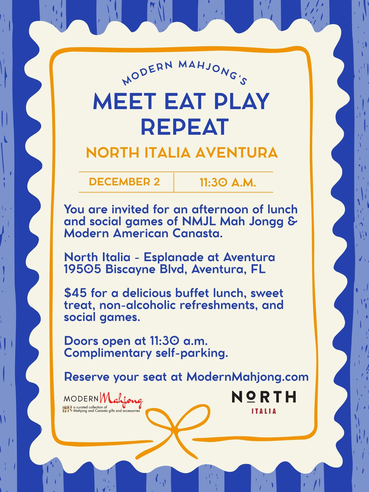 December 2, 2025: Meet Eat Play Repeat at NORTH ITALIA (Esplanade at Aventura Mall)