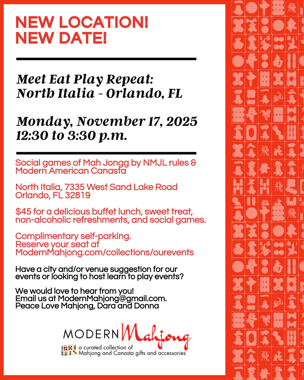 November 17, 2025 Meet Eat Play Repeat at North Italia Orlando, FL