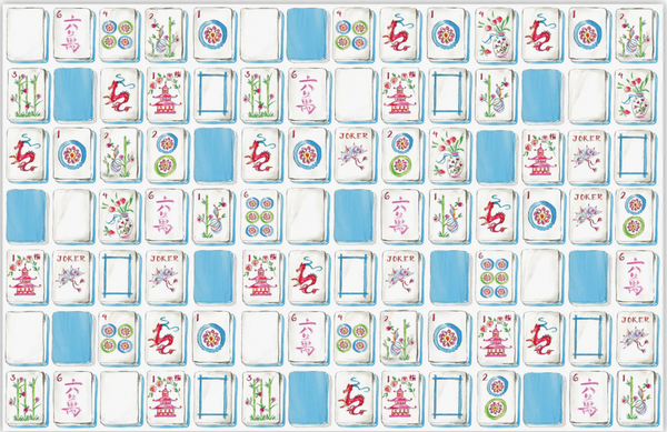 Mah Jongg Large Rectangular Placemat - Decorative Set of 20 Mahjong Tile Design Placemats