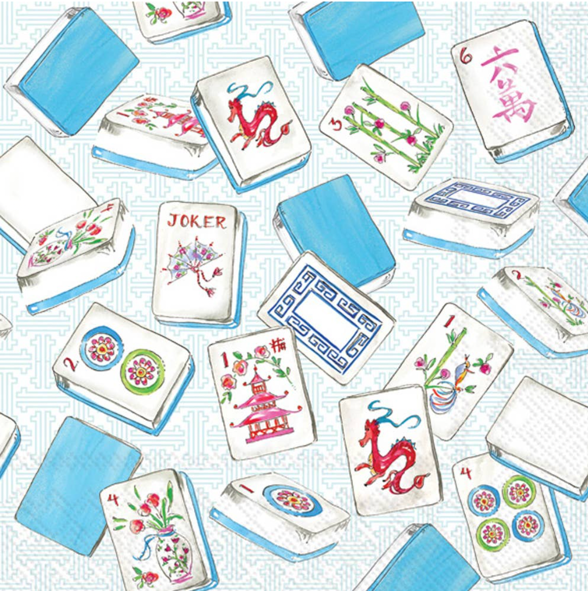 Cocktail Napkins - Decorative Set of 20 Mahjong Design Napkins