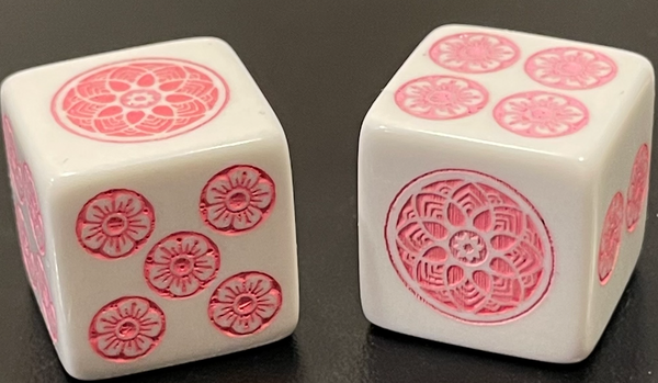 Marvelous Pink - one pair of white 19mm dice with shades of pink