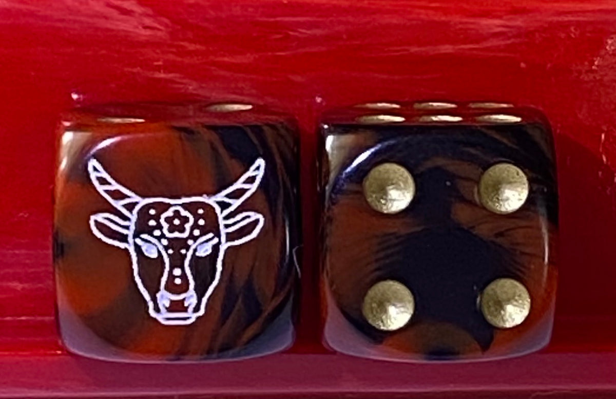 Year of the Ox Mahjong Dice™  - one pair of 16 mm dice