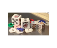 Jumbo Mahjong One Joker Away - one pair of 25mm white dice with red and black