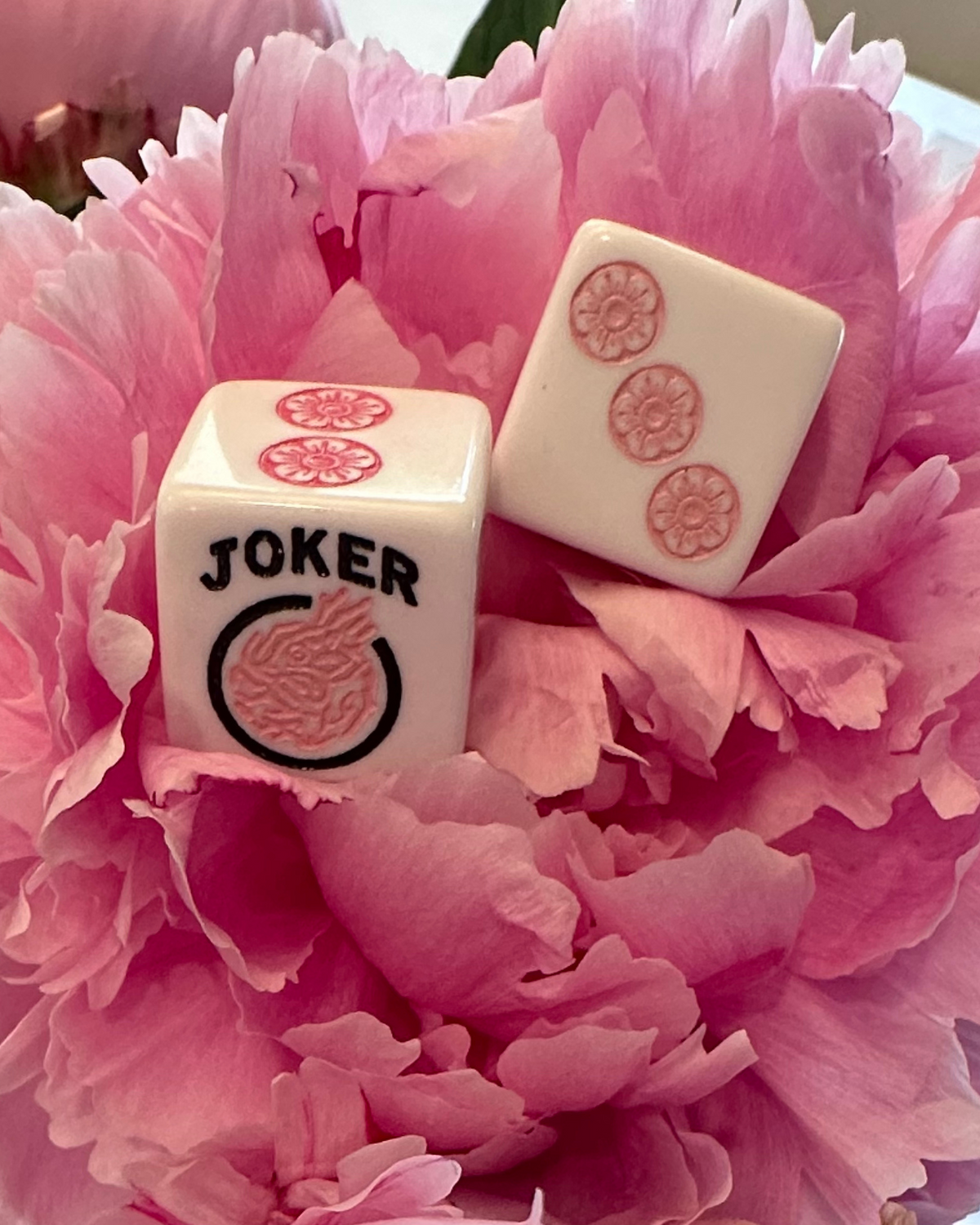 So Pretty in Pink - one pair of white 19mm dice with light and dark pink