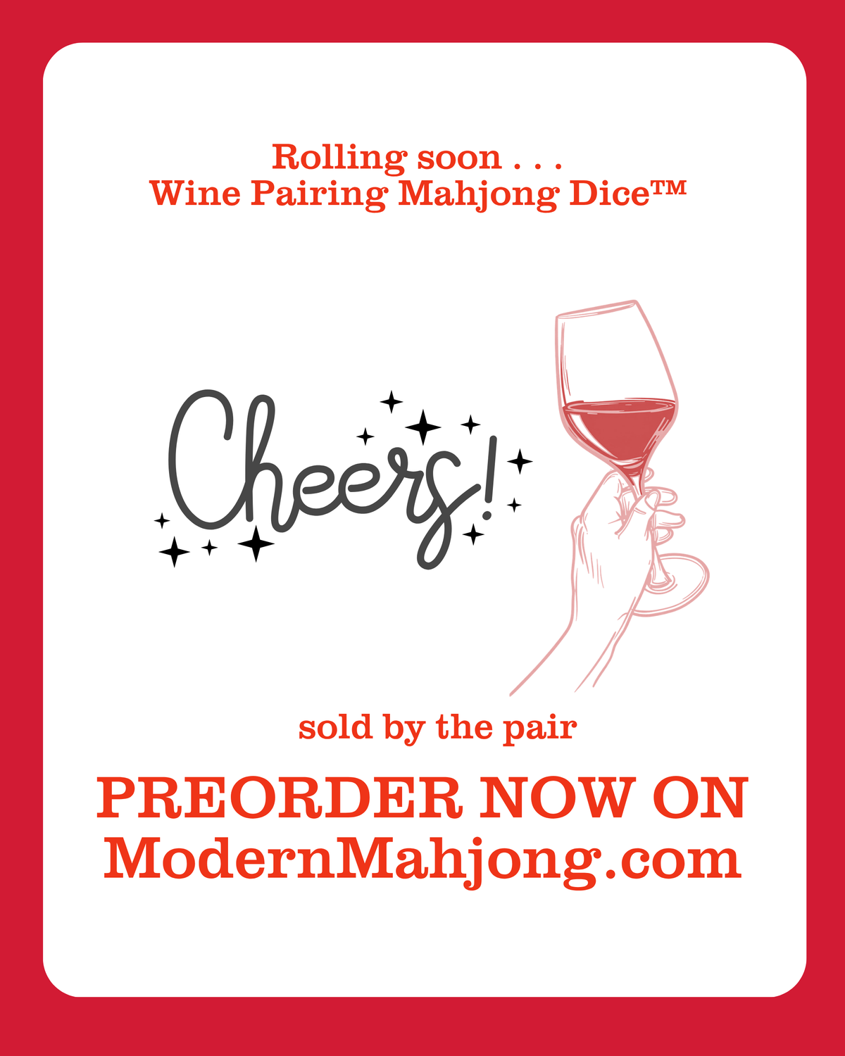 PREORDER - Wine Pairing Mahjong Dice™ - One Pair of 19mm white Mahjong Dice™