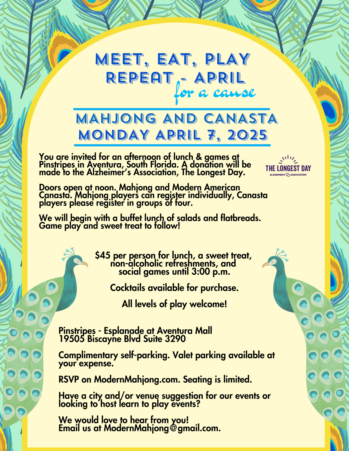 April 7, 2025: Meet Eat Play Repeat at Pinstripes (Esplanade at Aventura Mall)