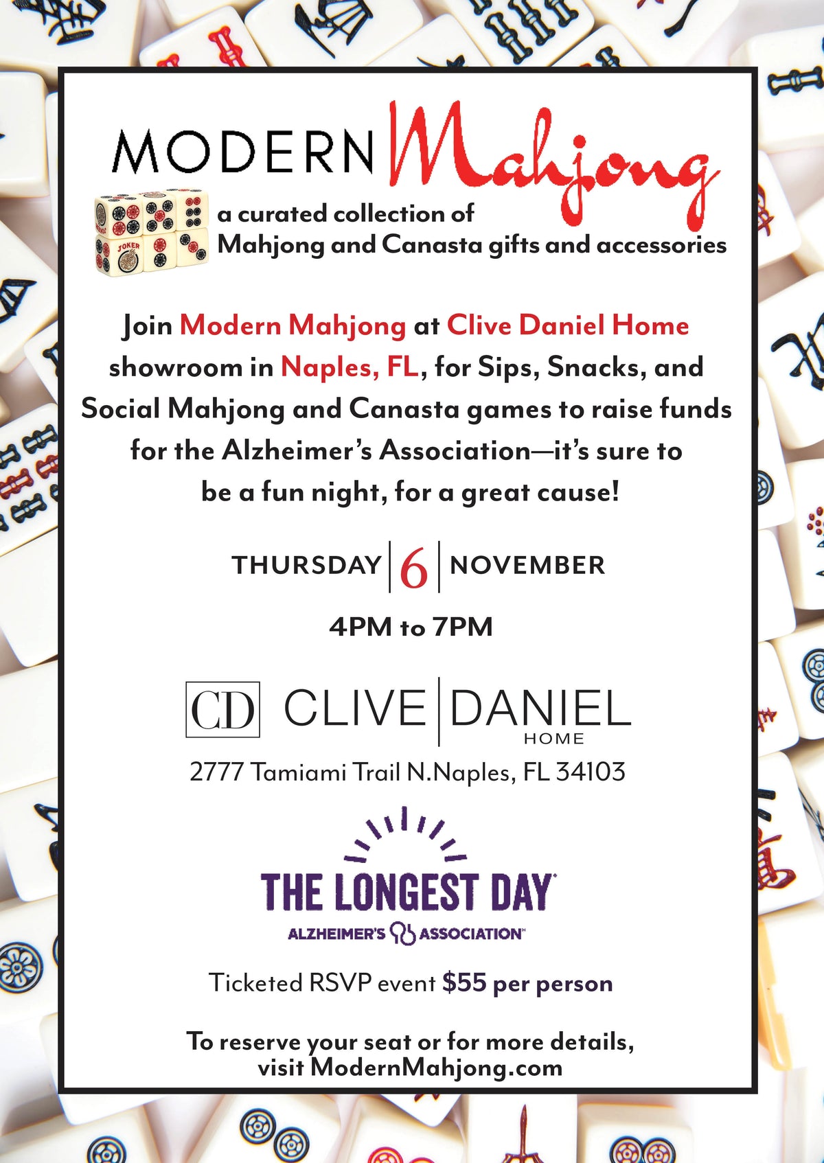 Naples, FL: Modern Mahjong x Clive Daniel Home: A Great Game Night is in Store! November 6, 2025