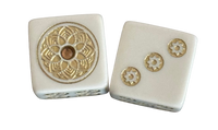 Gold Rush Bling - one pair 19 mm white dice with gold & smoke topaz stone