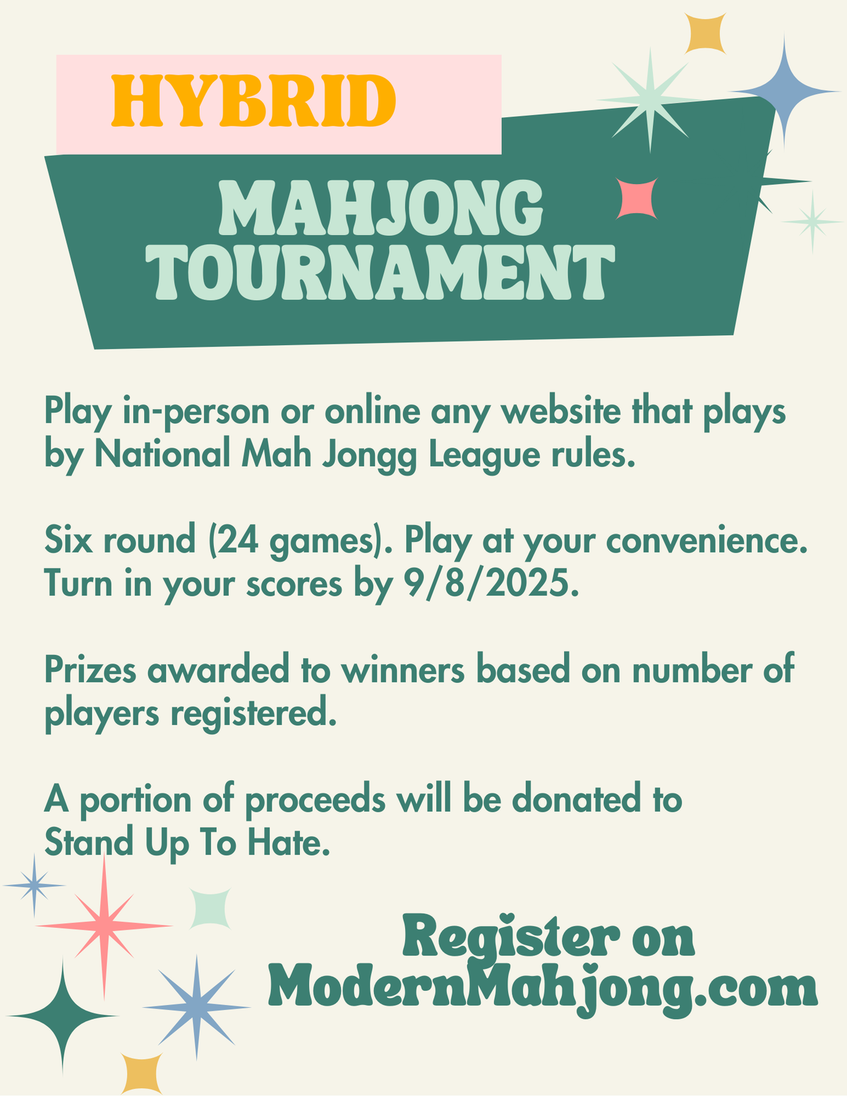 Modern Mahjong Hybrid Tournament to Stand Up To Hate