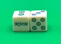 Customized Pair of Mahjong Dice - 19 mm ivory blue and green designs