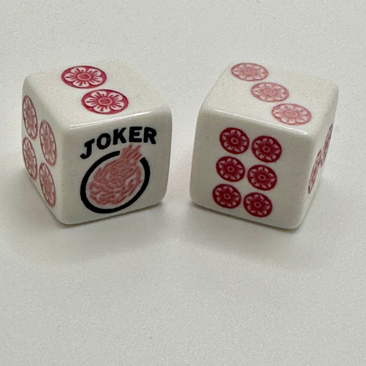 So Pretty in Pink - one pair of white 19mm dice with light and dark pink