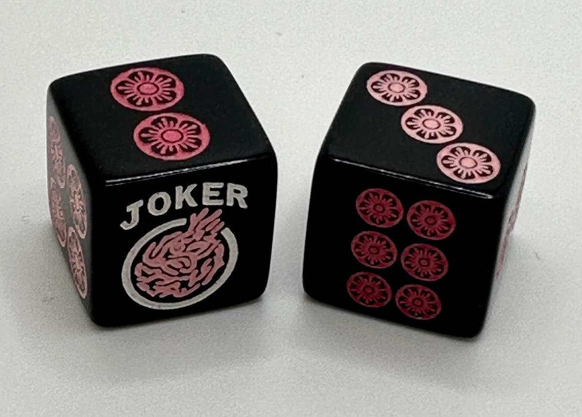 So Pretty in Pink - one pair of black 19mm dice with light and dark pink