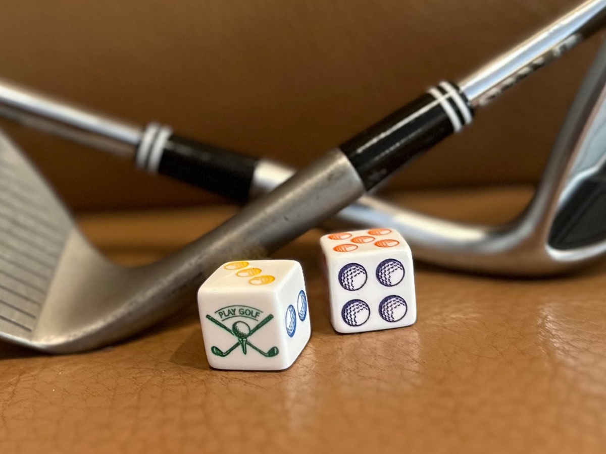 Mah Jongg! Par for the Course - Pop of Color Mahjong Dice™  - pair of white 19mm engraved Mahjong Dice™ (Colorful)