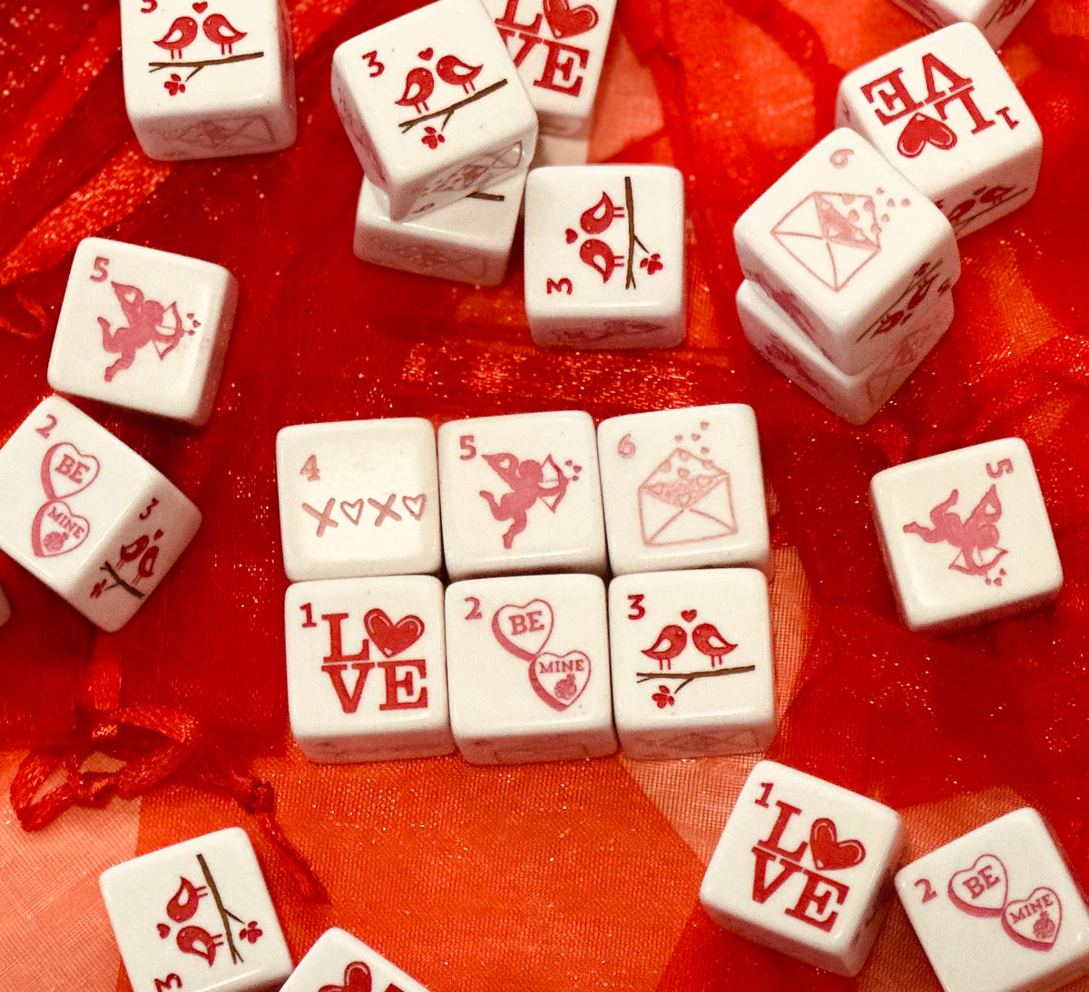 Be Mine Valentine's Day Mahjong Dice™ one pair - our Holiday Collection