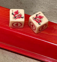 2024 - Year of the Dragon Mahjong Dice™  - Red Dragon - one pair of 19 mm ivory color dice