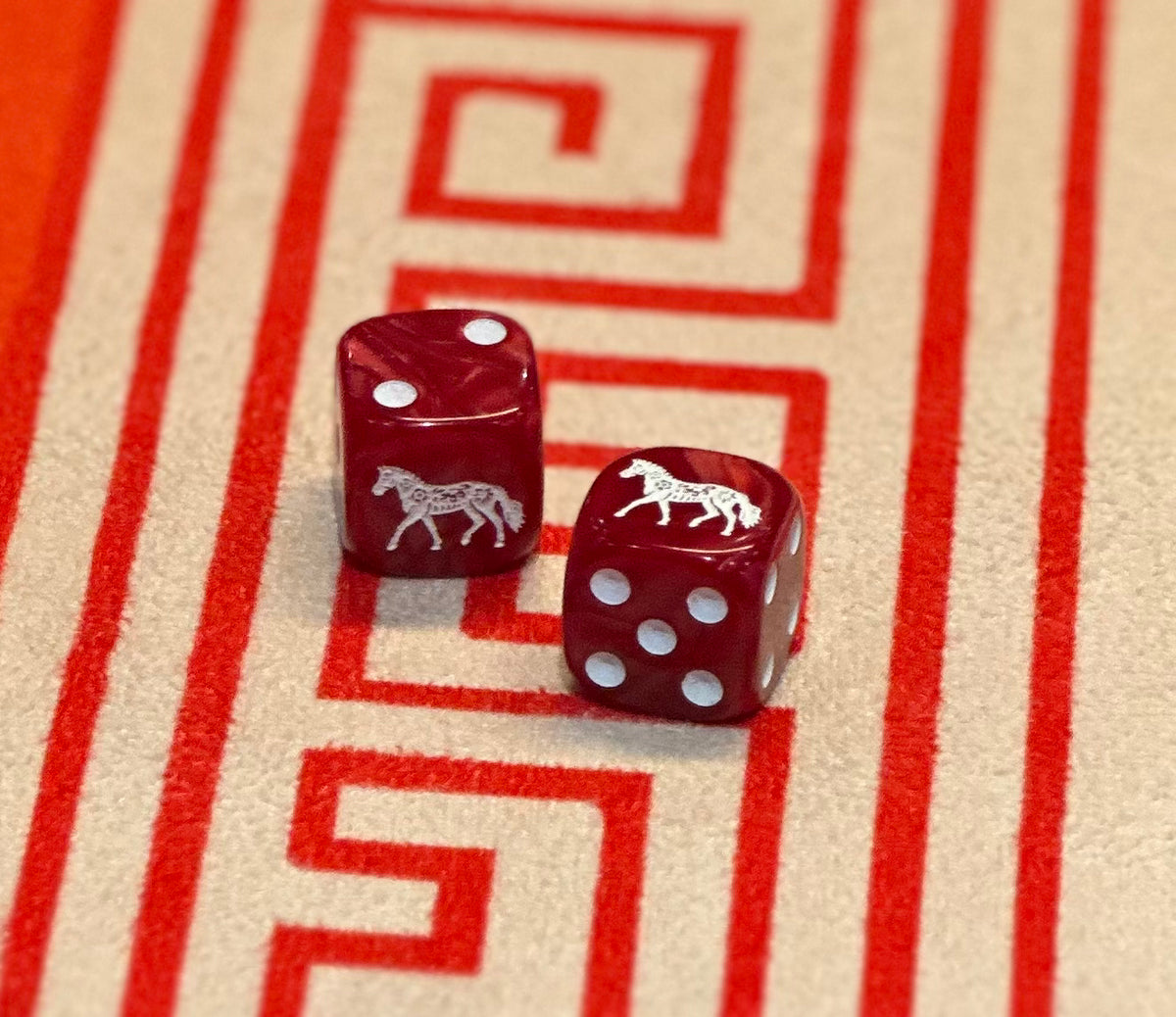 Year of the Horse Mahjong Dice™  (Red) one pair of 16 mm dice