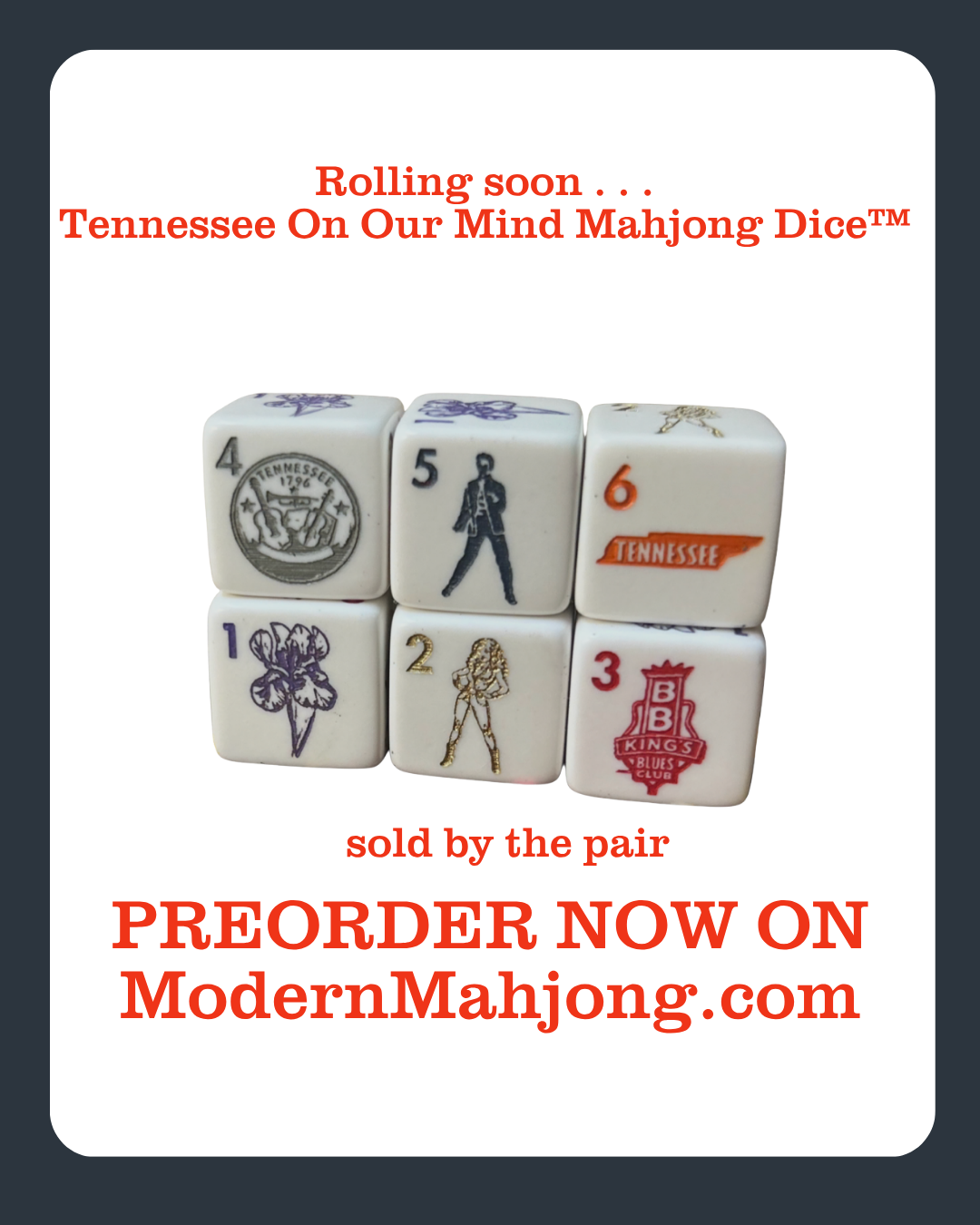 PREORDER: Tennessee On Our Mind - One Pair of Mahjong Dice™