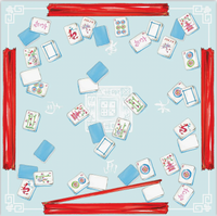 Square Mah Jongg Placemat - Decorative Set of 20 Mahjong Tile Design Placemats