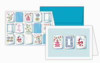 Mahjong Note Cards - Handpainted Tile Designs - set of 12 notecards