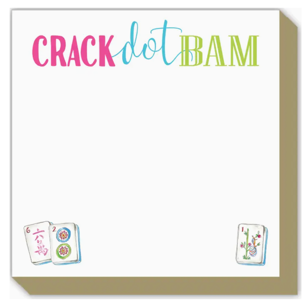 Mahjong - Crack, Dot, Bam Luxe Handpainted Tile Design Square Note Pad (Notepad)