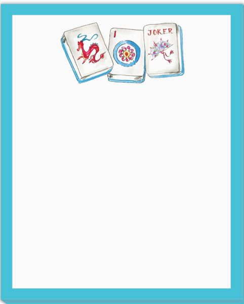 Handpainted Mahjong Tiles Blue Stack Notepad (note pad)