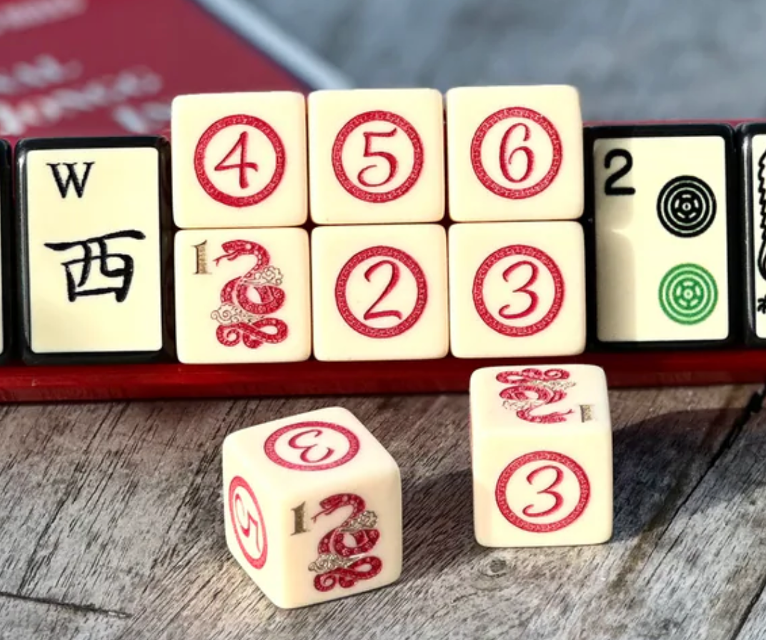 2025 - Year of the Snake Mahjong Dice™  -  one pair of 19 mm ivory color dice