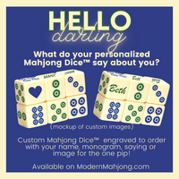 Customized Pair of Mahjong Dice - 19 mm ivory blue and green designs