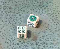 Mah Jongg - It is Easy Being Green Bling - one pair 19 mm ivory dice with green & green stone