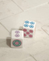 Pretty Floral Sequel - Jokerless Mahjong Dice™ with pink, purple, light blue, green and orange Floral Dot Design