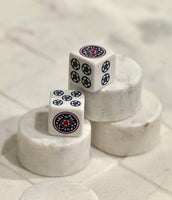 Classic Floral Sequel - Jokerless Mahjong Dice™ with Navy, Hunter Green and Burgundy Floral Dot Design