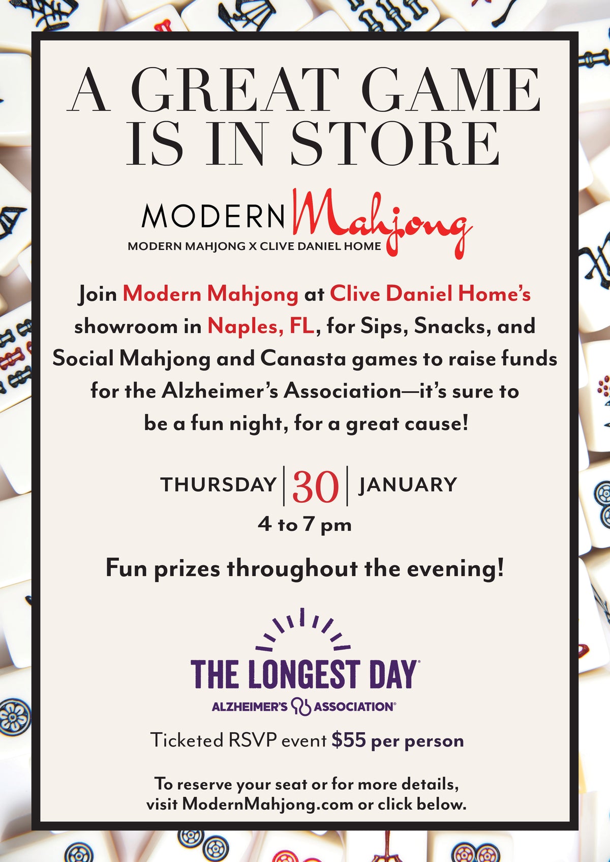 Naples: Mah Jongg: Modern Mahjong x Clive Daniel Home: A Great Game Night is in Store!