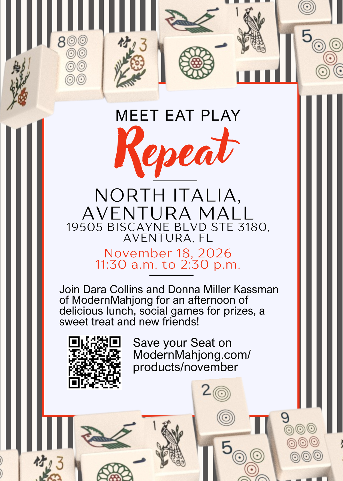 November 18, 2026 Meet Eat Play Repeat at NORTH ITALIA - The Abbey at Aventura Mall