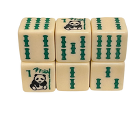 Panda Bear Bamboo - one pair of slightly larger 19 mm ivory dice with panda bear and bam designs