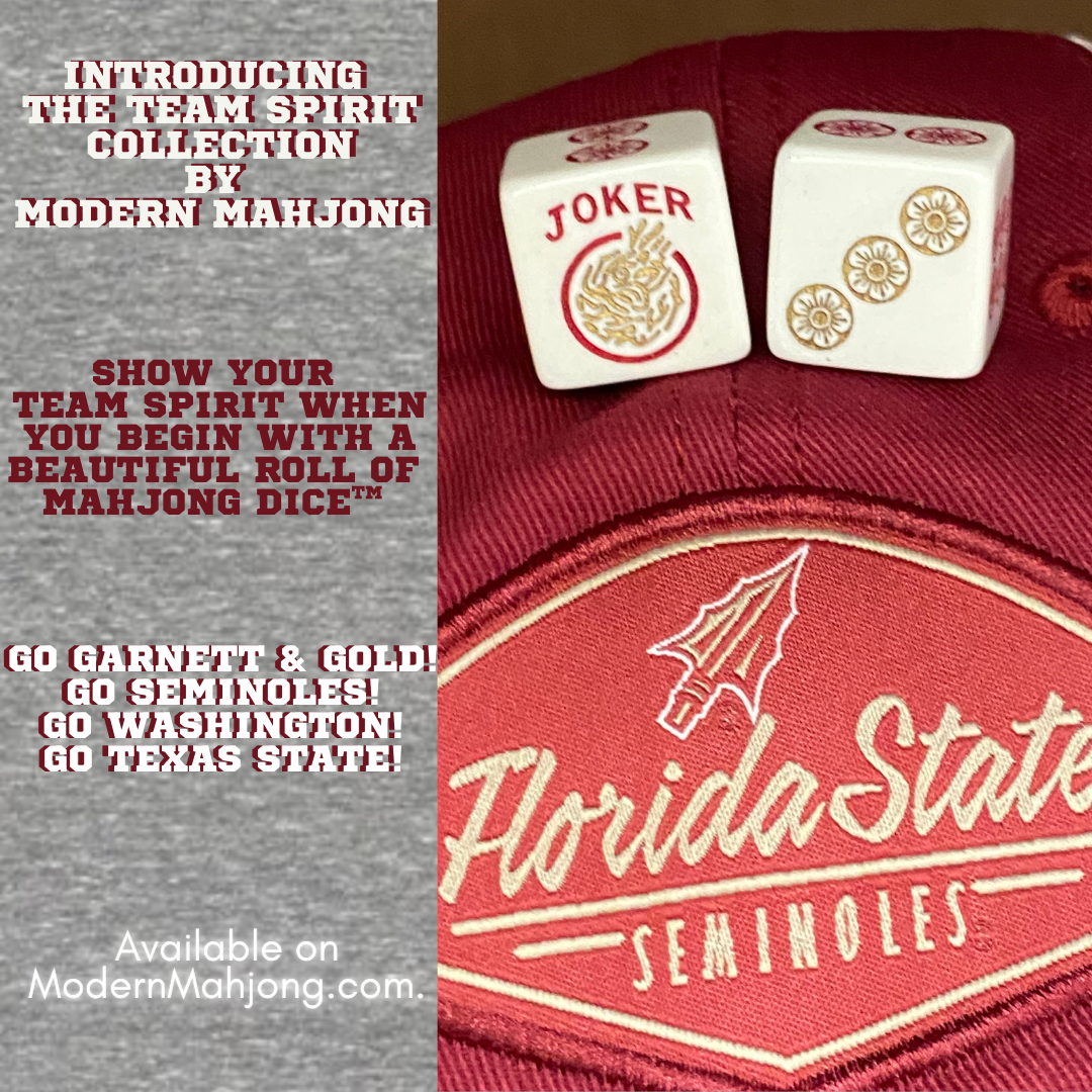 Team Spirit Collection - One pair of Garnet (Maroon) & Gold Joker Mahjong Dice™ - Go Team!