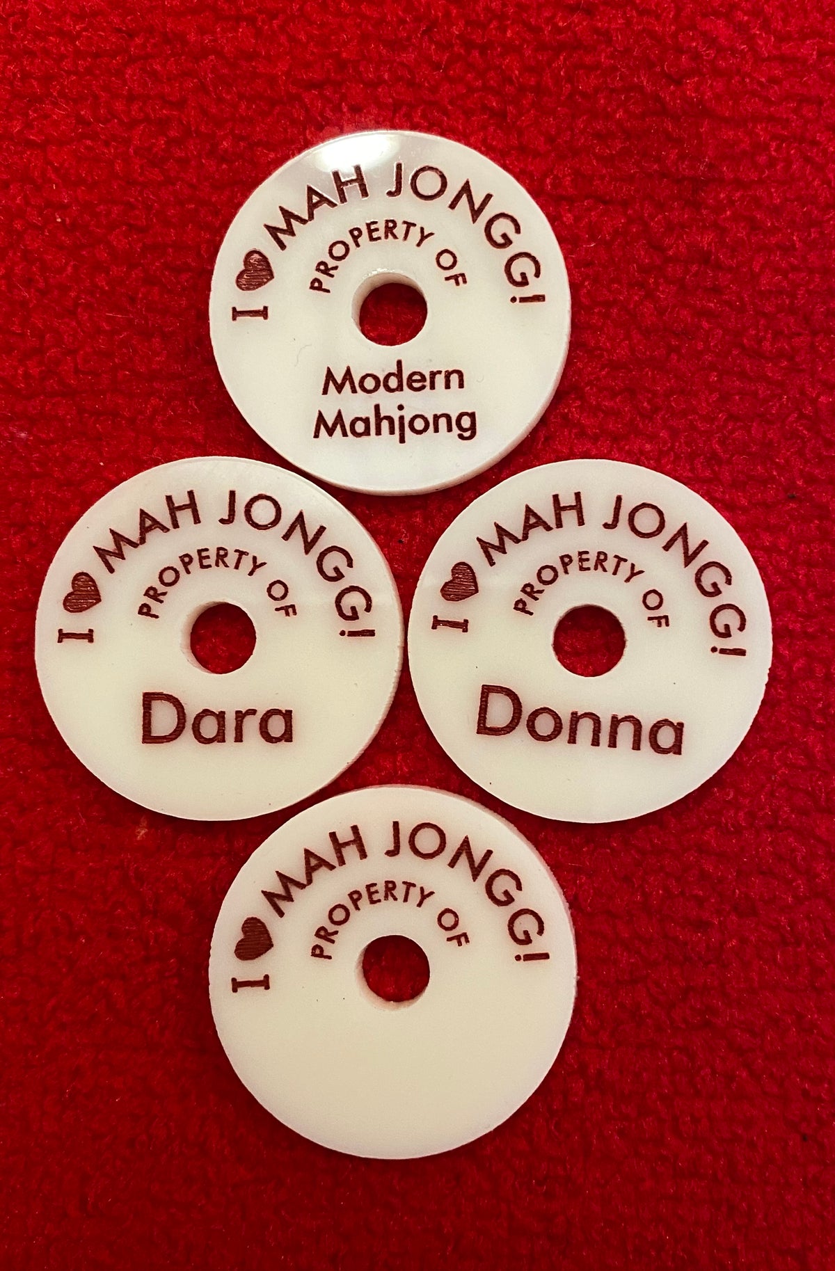 Custom I ❤️ MAH JONGG PROPERTY OF tag for your keys, your bag, your rack ... whatever you imagine!