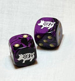 Year of the Pig Mahjong Dice™  - one pair of Pig 16 mm dice