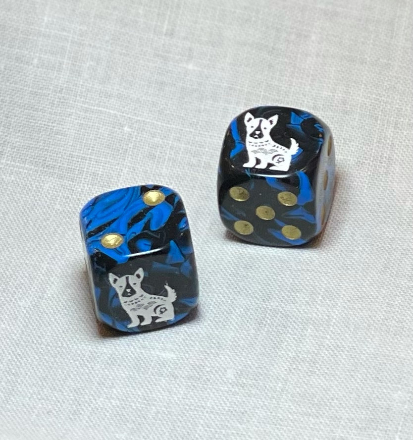 Year of the Dog Mahjong Dice™  - one pair of Dog 16 mm dice