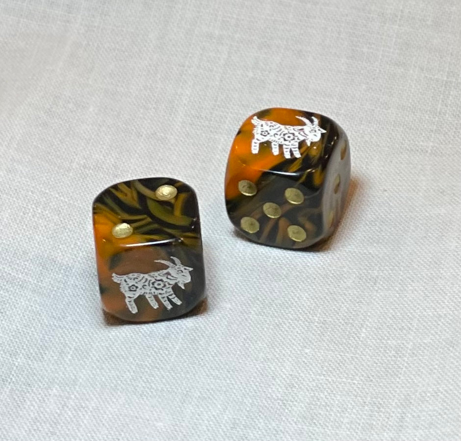 Year of the Goat Mahjong Dice™  - one pair of Goat 16 mm dice