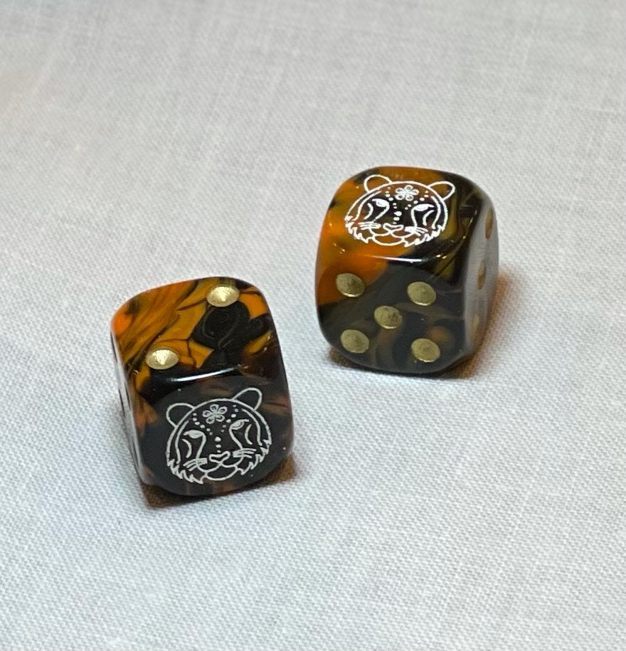 Year of the Tiger Mahjong Dice™  - one pair of 16 mm  Tiger dice