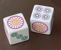 Mah Jongg Jokerless Jumbo Mahjong  - one pair of 25mm white dice with multicolor