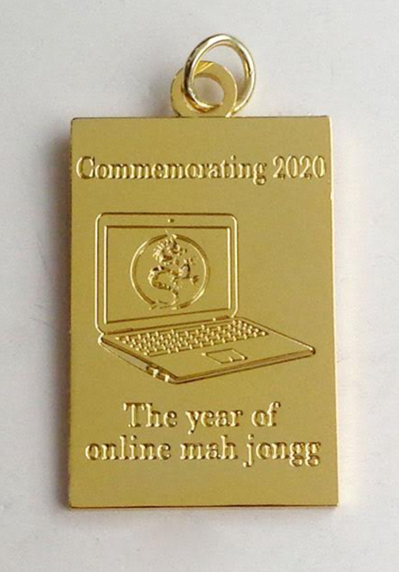 Commemorative 2020 gold plated brass Keychain Charm: Commemorating 2020 - The year of online mah jongg (Limited Run) -