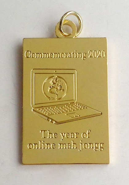 Commemorative 2020 gold plated brass Keychain Charm: Commemorating 2020 - The year of online mah jongg (Limited Run)