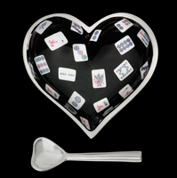 Mah Jongg Tile Heart Shaped Bowl and Heart Spoon