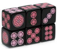 Marvelous Pink - one pair of black 19mm dice with shades of pink