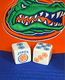 Team Spirit Collection - One pair of Orange and Blue Joker Mahjong Dice™. Orange & Blue