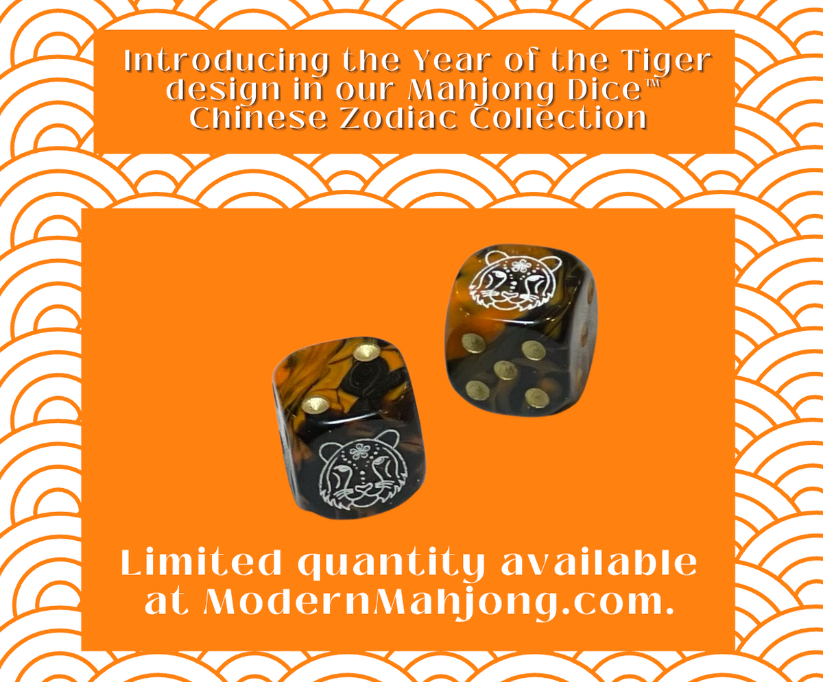 Year of the Tiger Mahjong Dice™  - one pair of 16 mm  Tiger dice