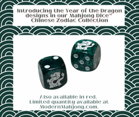 Year of the Dragon Mahjong Dice™  - one pair of Green Dragon 16 mm dice