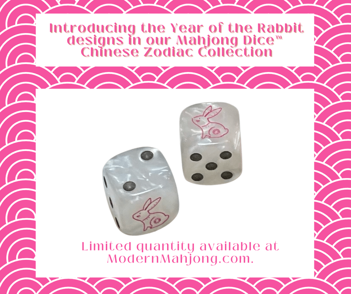 Year of the Rabbit Mahjong Dice™  - one pair of 16 mm dice