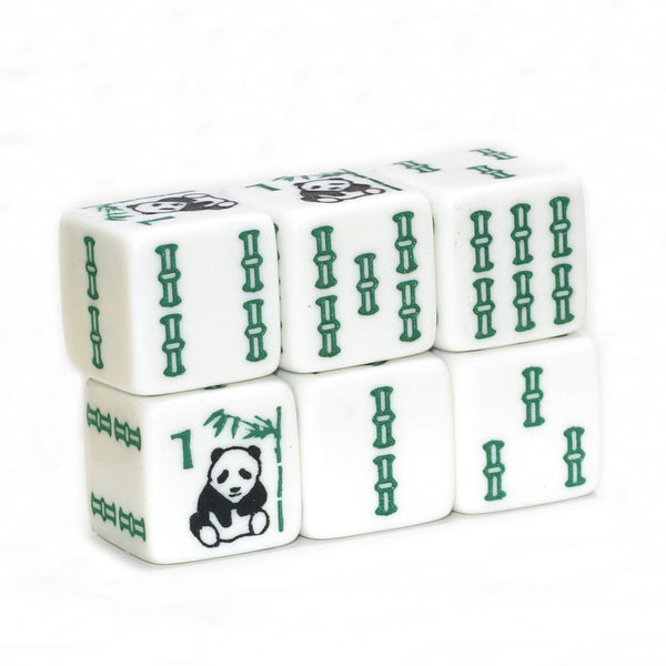 Panda Bear Bamboo - pair of slightly larger 19 mm white dice